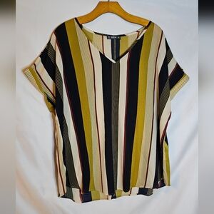 Green & Black Striped Blouse